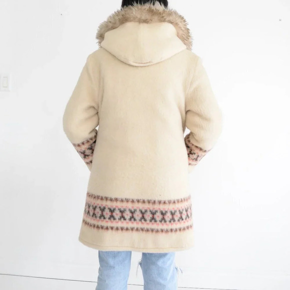 Vintage Gemini 70's Cream  60% Wool Zip Up Winter Coat Icewool Inuit Parka 14M - Picture 2 of 16